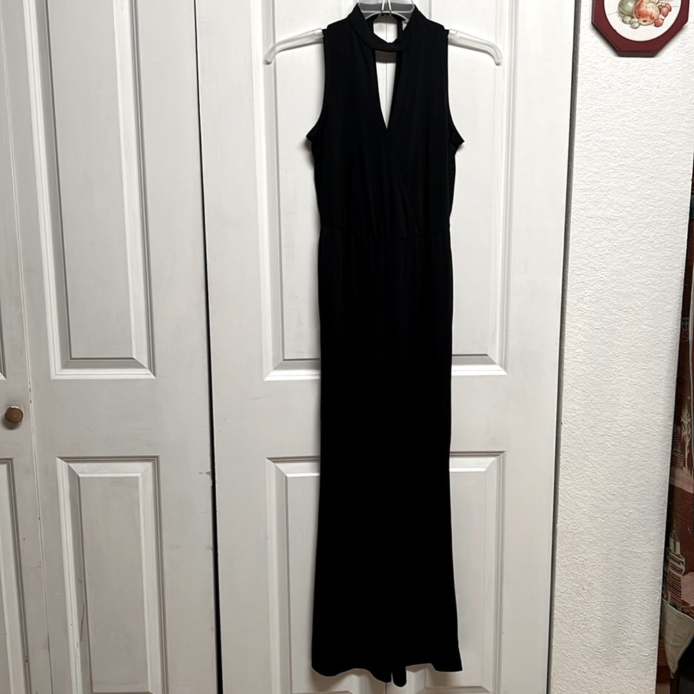 Beige By ECI Black Chocker V Neck Sleeveless Jumpsuit Size PS